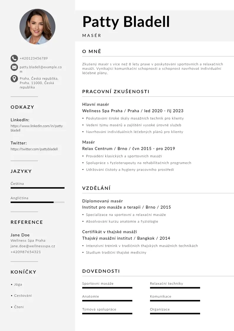 Mūsdienīga Zivotopis maser CV veidne
