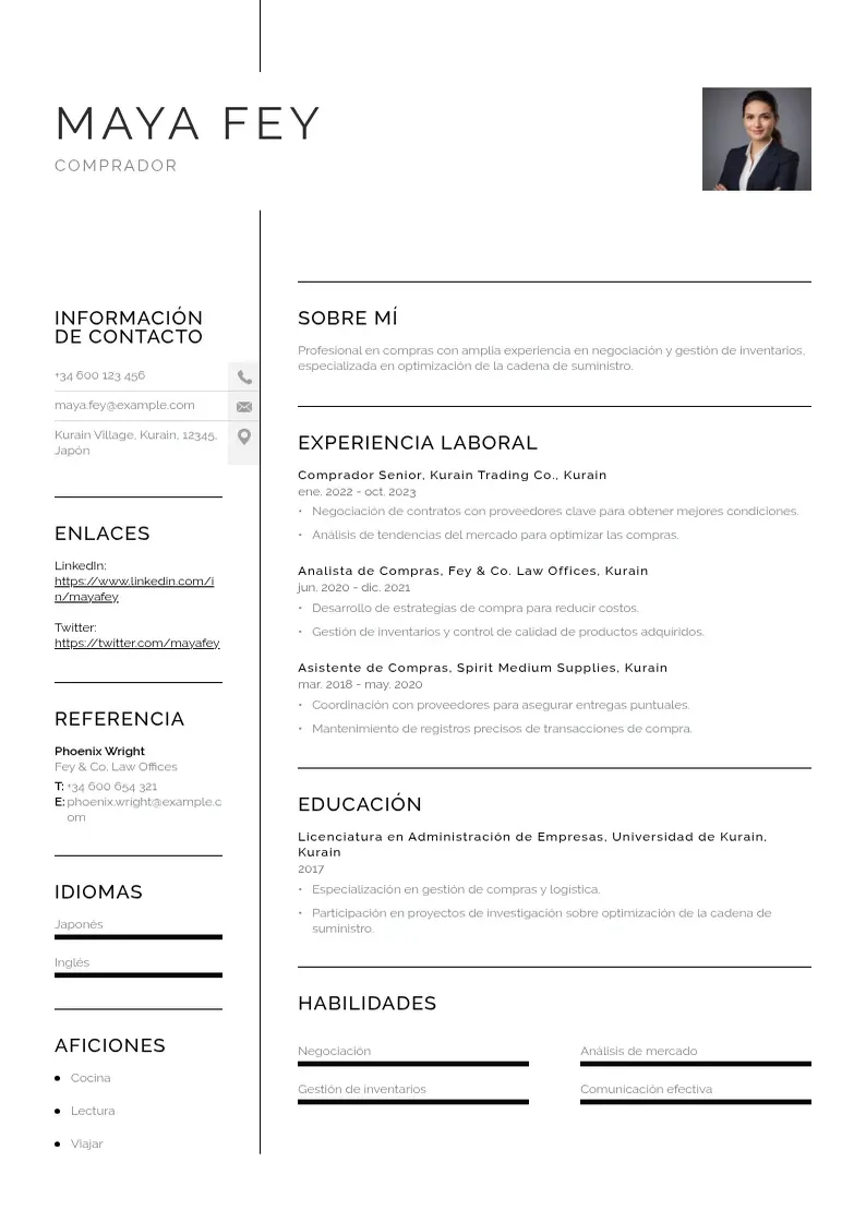 two column curriculum-de-comprador resume example