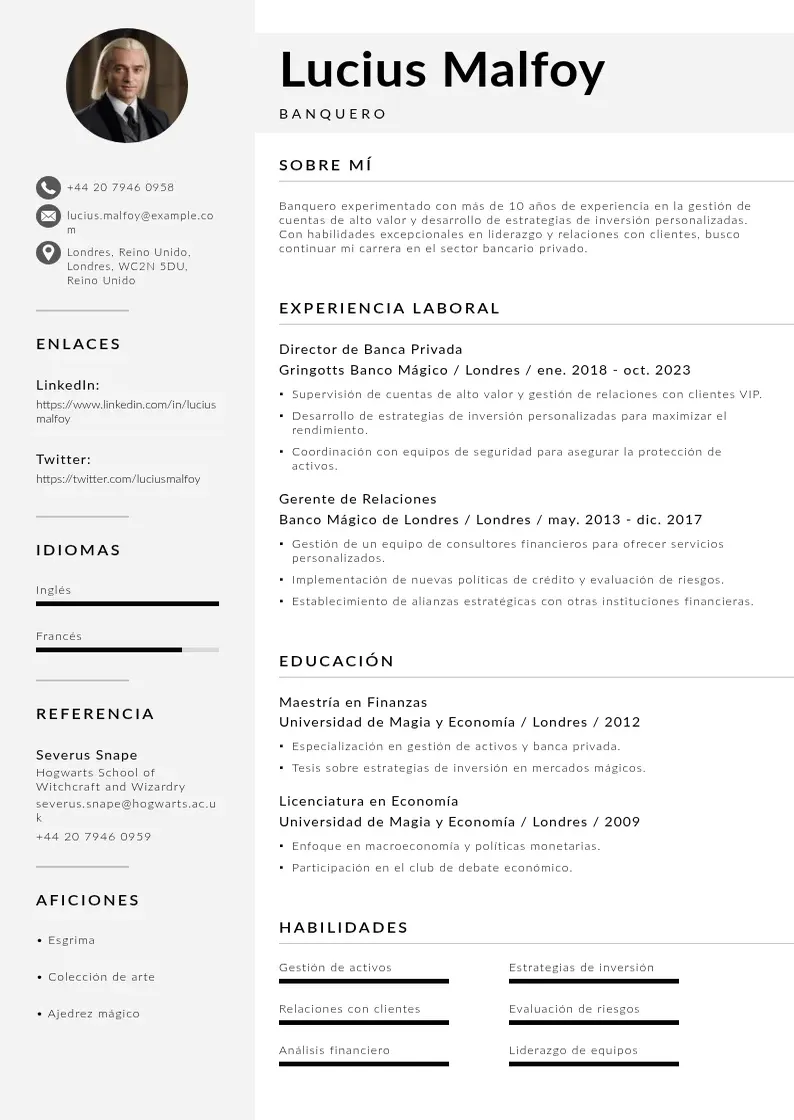 two column cv-banquero resume example