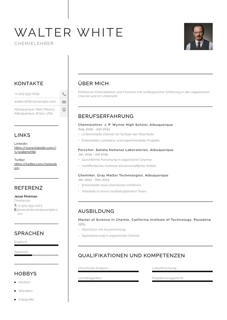 two column curriculum-en-aleman resume example