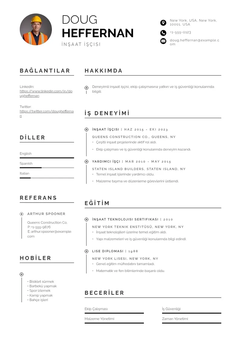 Profesionāla İnşaat işçisi  CV veidne