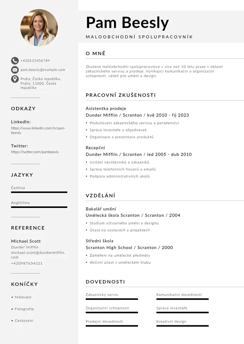 Mūsdienīga Maloobchodni spolupracovnik zivotopis CV veidne