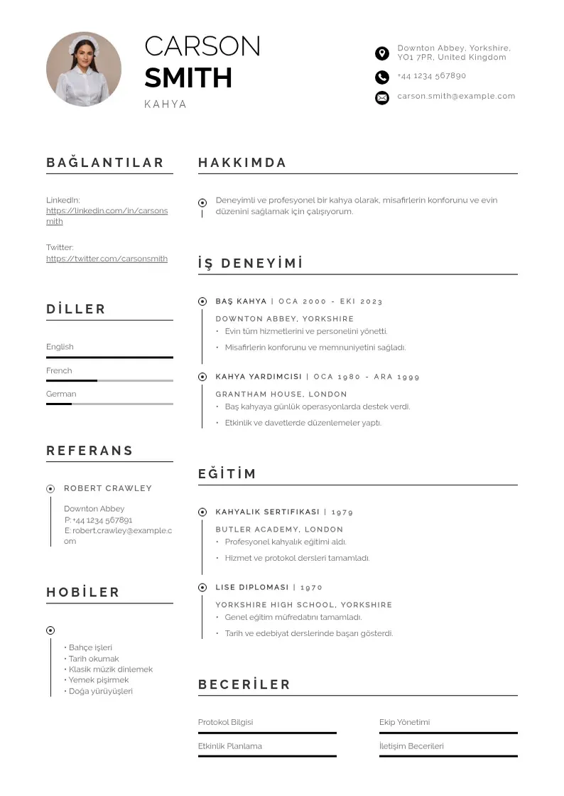 Profesionāla kahya  CV veidne
