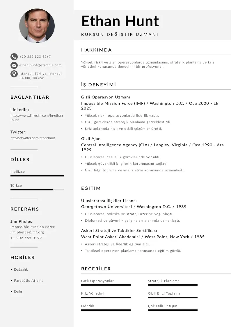 Mūsdienīga Kurşun Değiştir  CV veidne