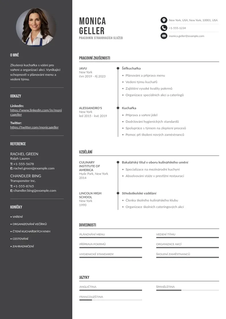 Divu kolonnu Pracovnik stravovacich sluzeb zivotopis CV piemērs