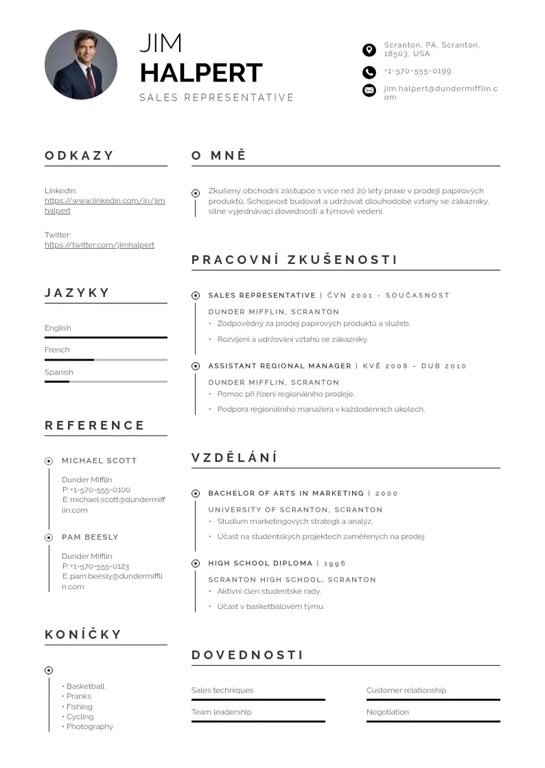 Profesionāla Klasicky zivotopis CV veidne
