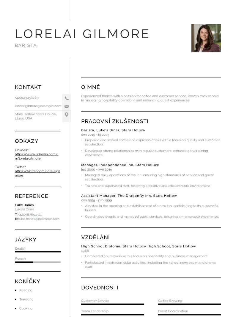 Vienkārša Barista starbucks zivotopis CV piemērs