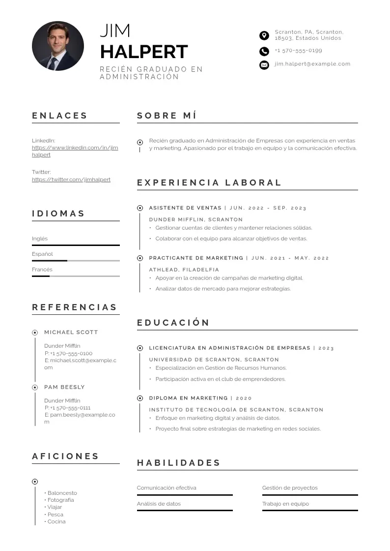 two column curriculum-recien-graduado resume example