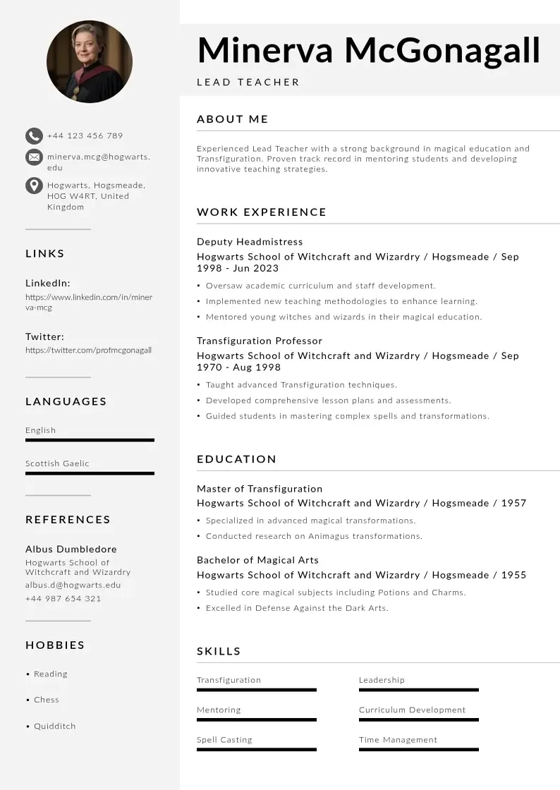 modern Lead teacher resume resume template