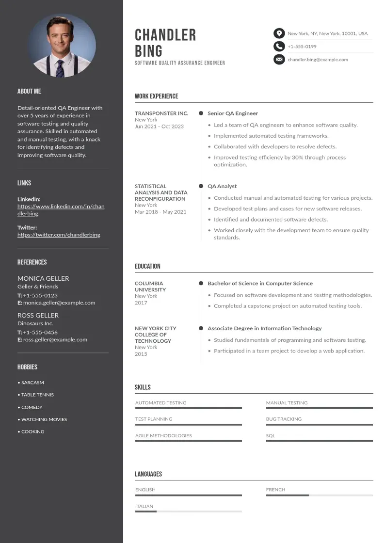 two column sqa-engineer-resume resume example
