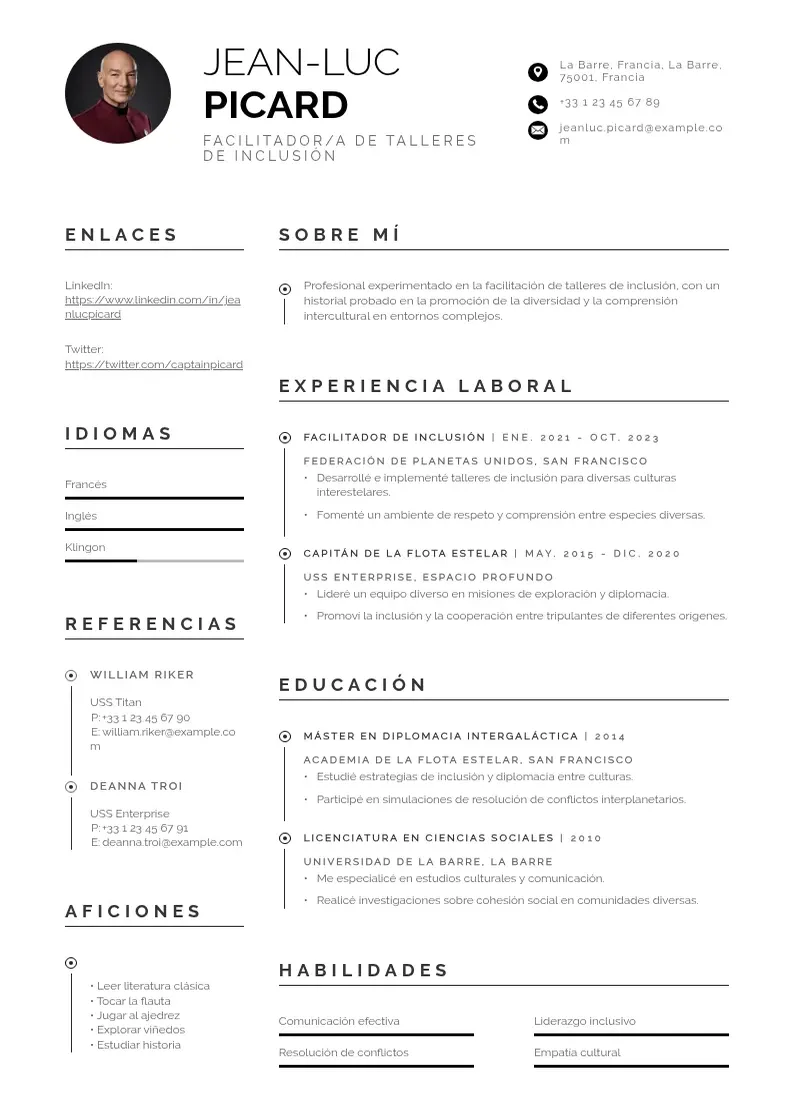 two column facilitadora-de-talleres-de-inclusion resume example