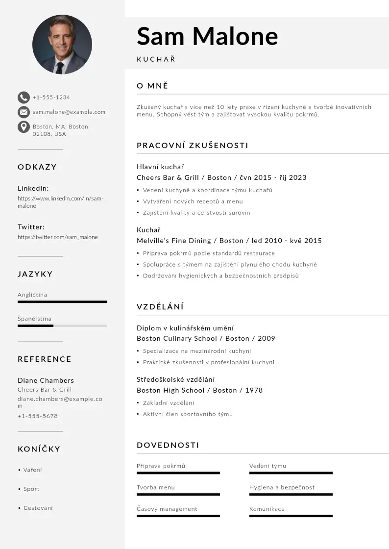 Mūsdienīga Kuchare CV veidne
