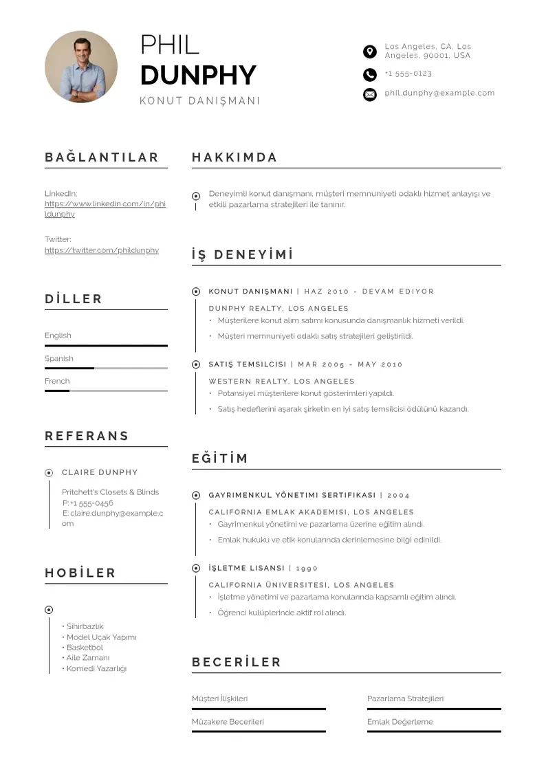 Profesionāla Konut Danışmanı  CV veidne