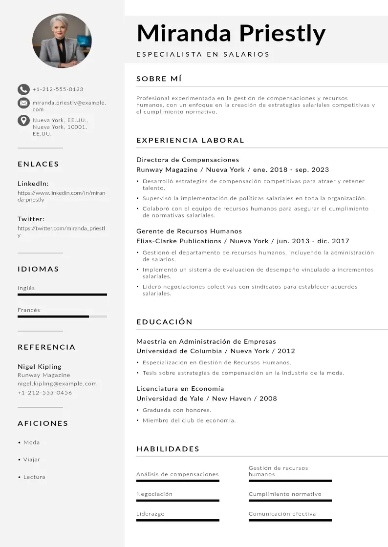 two column cv-especialista-en-salarios resume example