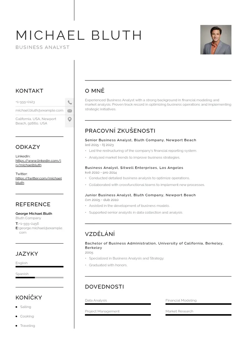 Vienkārša Priklady zivotopisu obchodnich analytiku CV piemērs