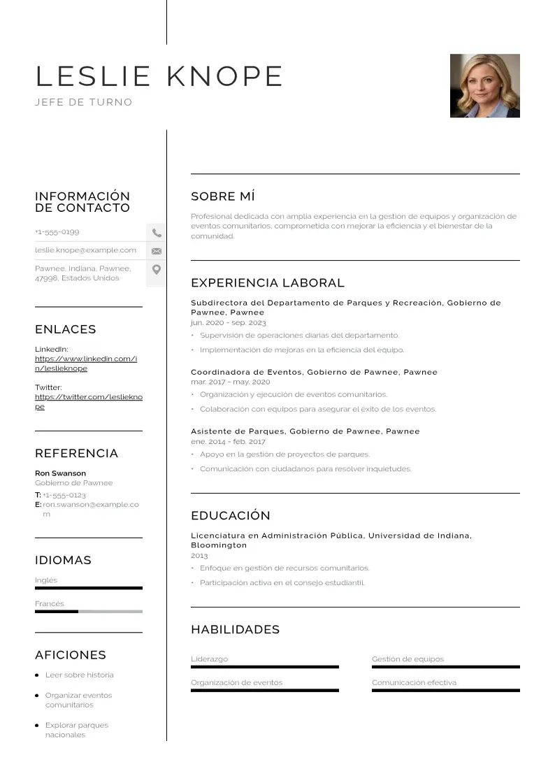 two column cv-jefe-de-turno resume example