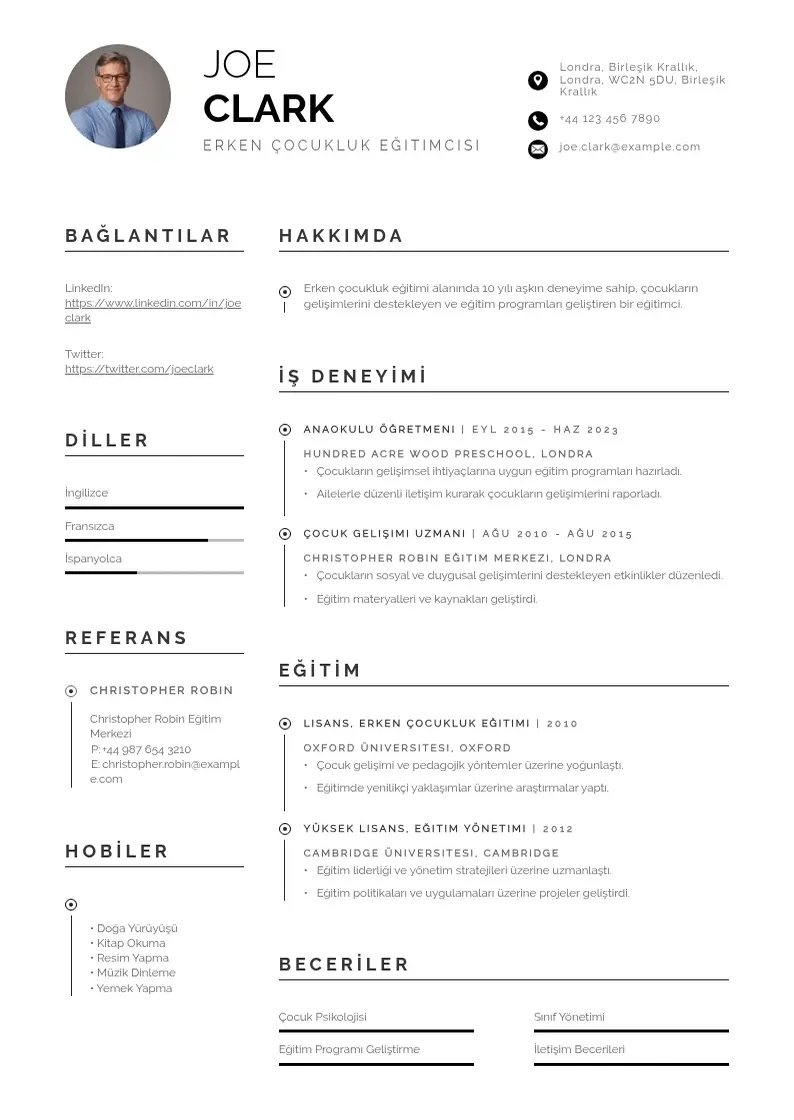 Profesionāla Erken Çocukluk Eğitimcisi  CV veidne