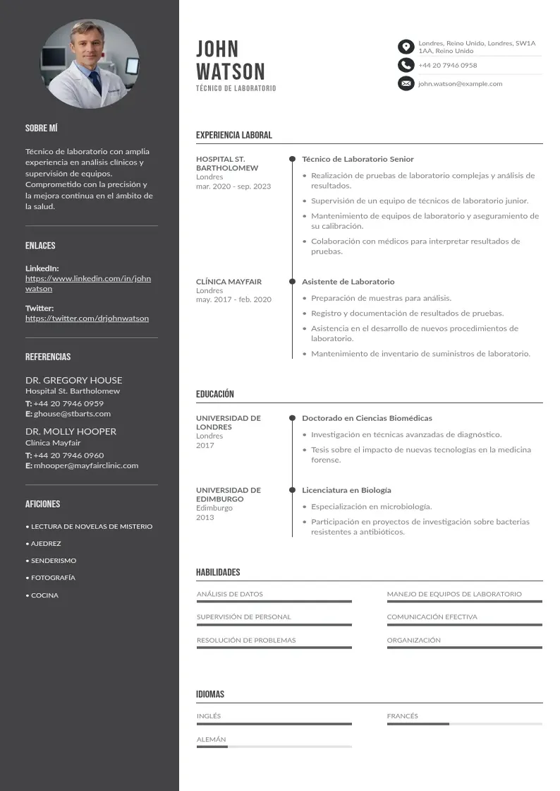 two column tecnico-de-laboratorio resume example