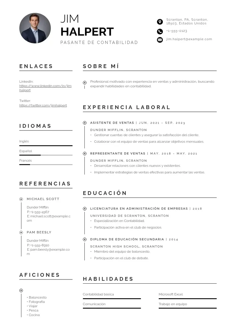 two column cv-pasante-de-contabilidad resume example