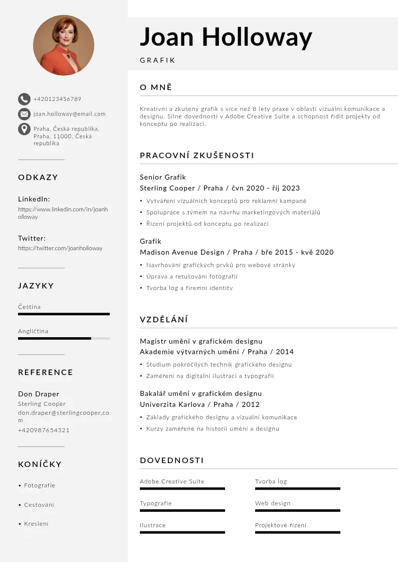 Mūsdienīga Grafik zivotopis CV veidne