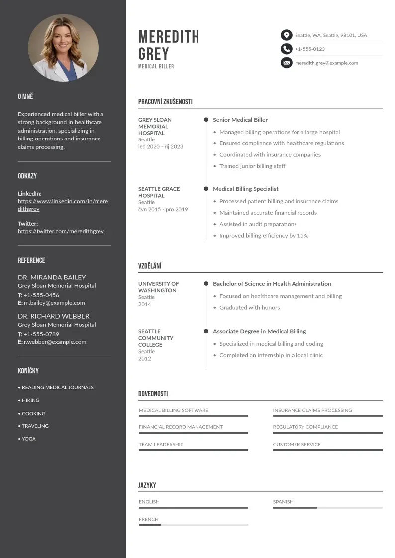 Divu kolonnu Lekarsky biller zivotopis CV piemērs