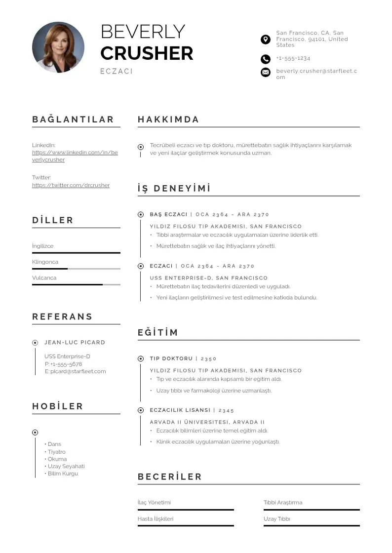 Profesionāla Eczaci CV veidne