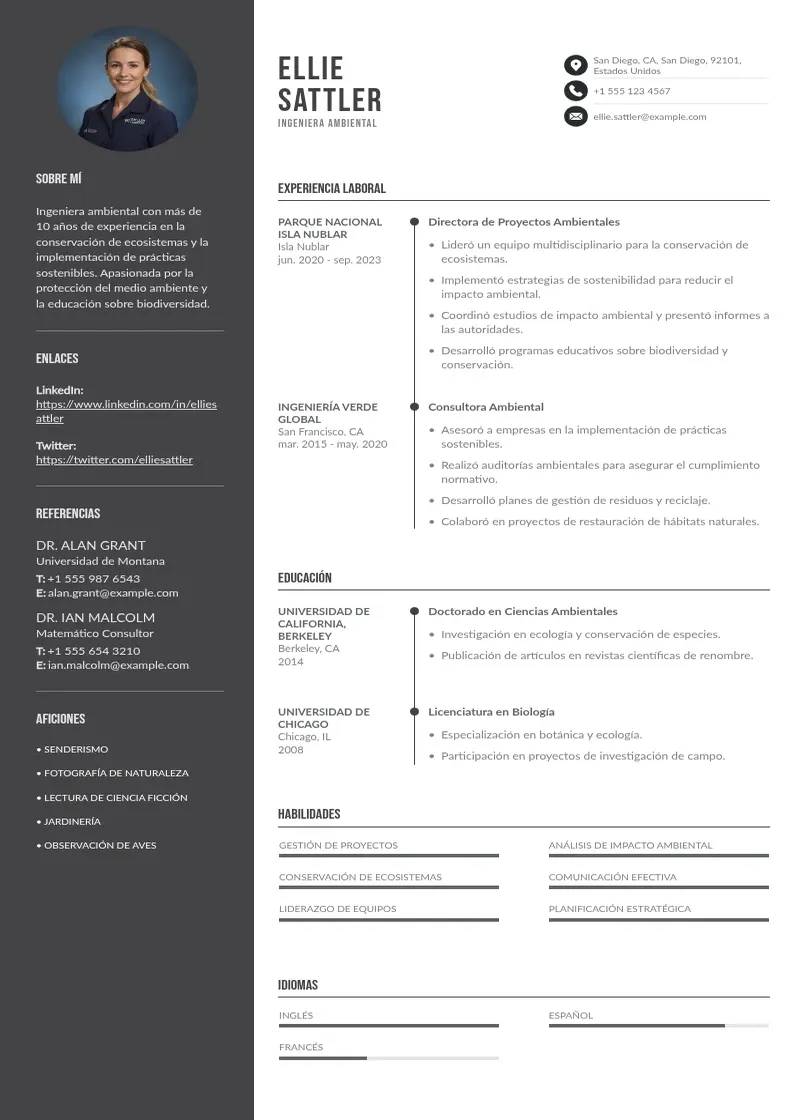 two column curriculum-de-ingeniero-ambiental resume example