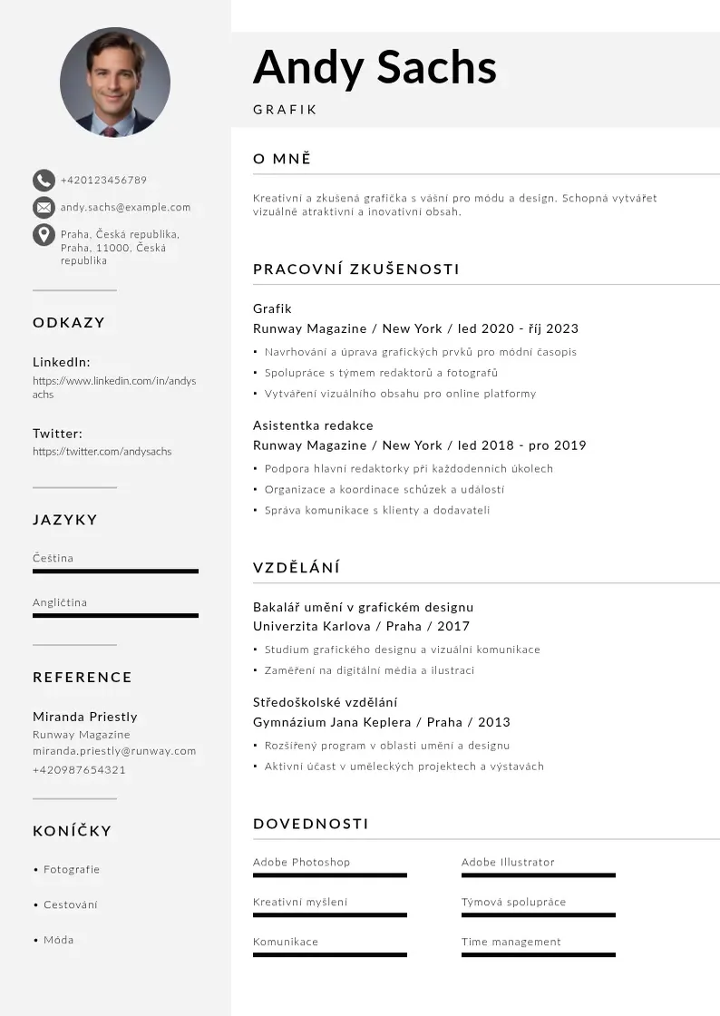 Mūsdienīga Grafik zivotopis CV veidne