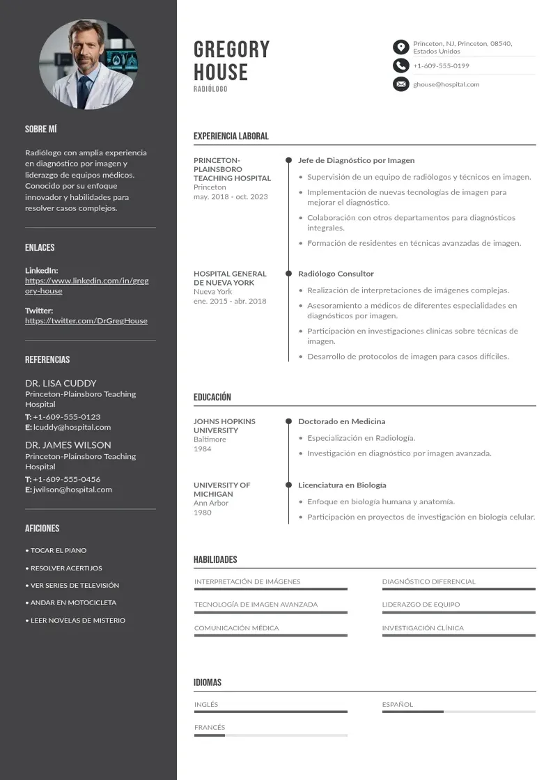 two column curriculum-de-radiologo resume example