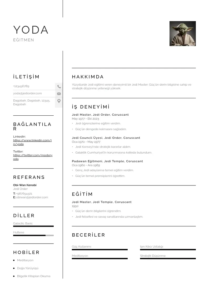 Vienkārša Eğitmen  CV piemērs