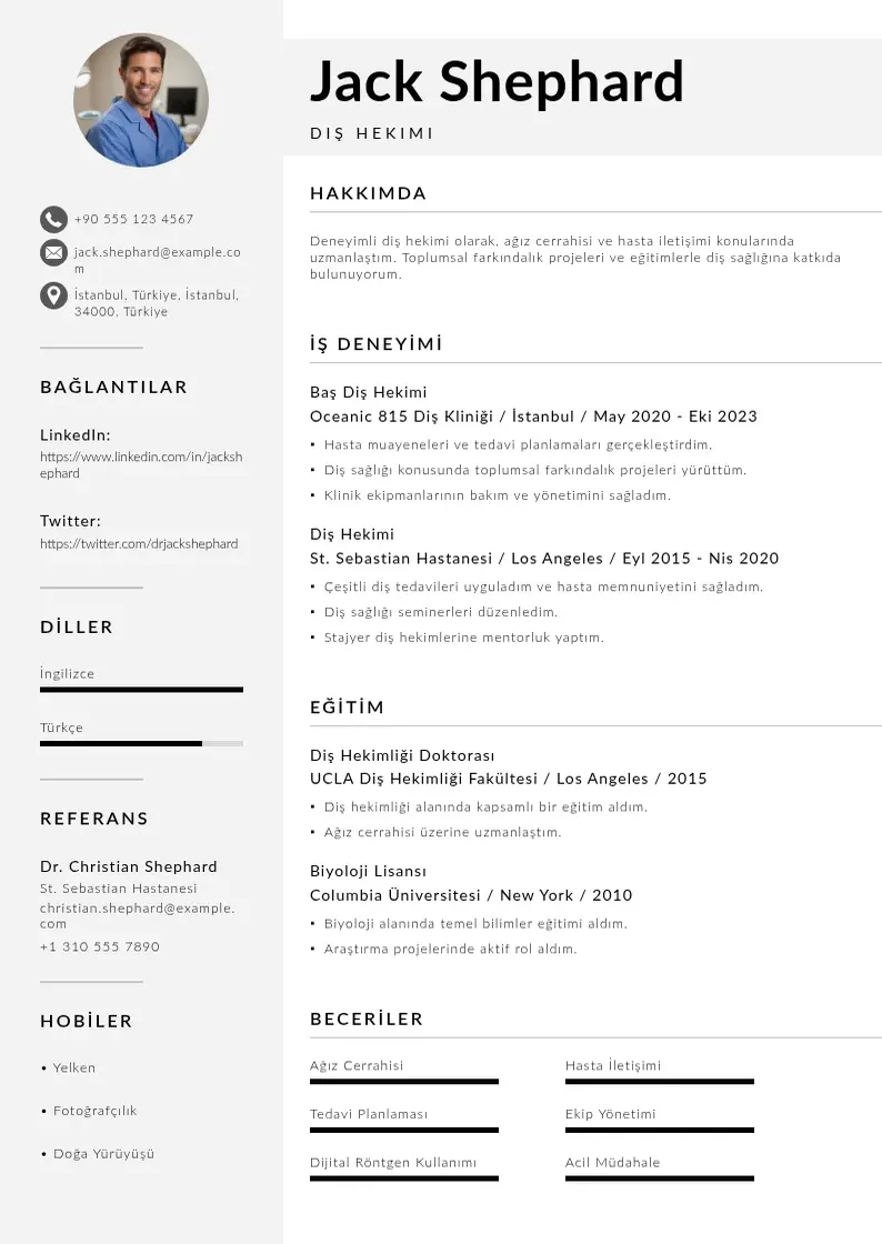 Mūsdienīga Dis hekimi CV veidne