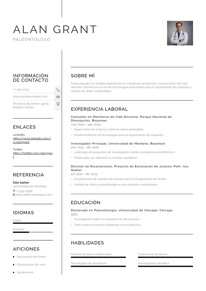 two column especialista-en-monitoreo-ambiental resume example