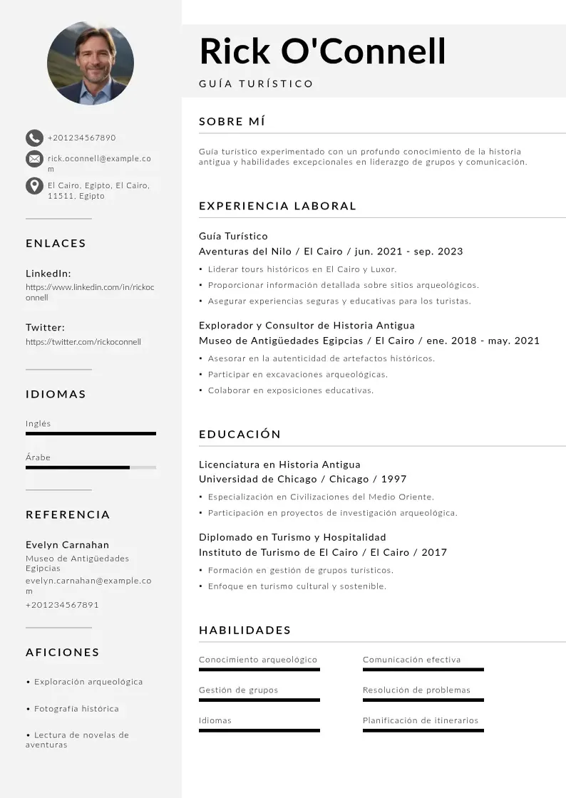two column guia-turistico resume example