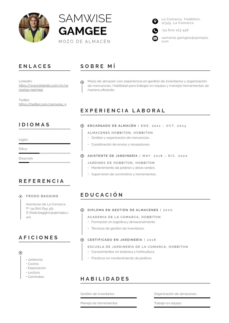 two column curriculum-de-mozo-de-almacen resume example