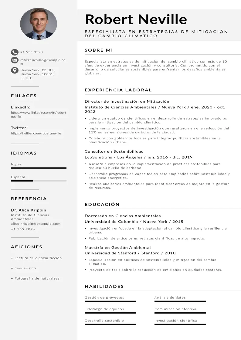 two column especialista-en-estrategias-de-mitigacion-del-cambio-climatico resume example