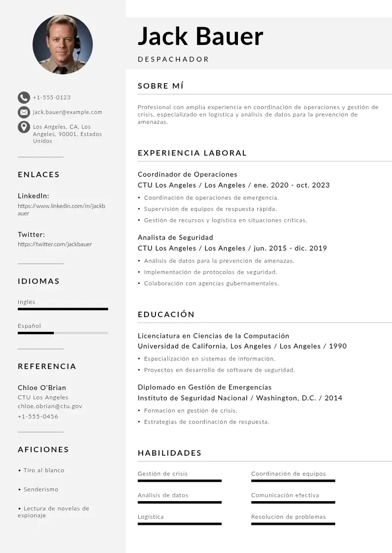 two column cv-despachador resume example