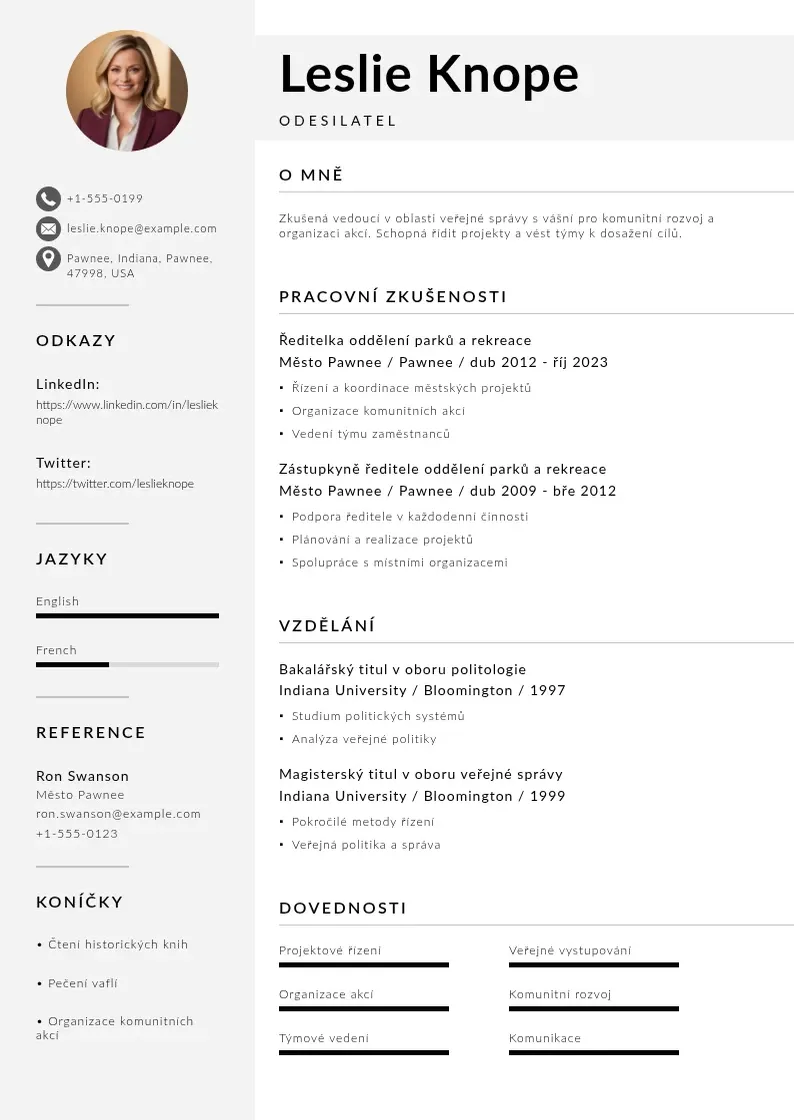 Mūsdienīga Odesilatel zivotopis CV veidne