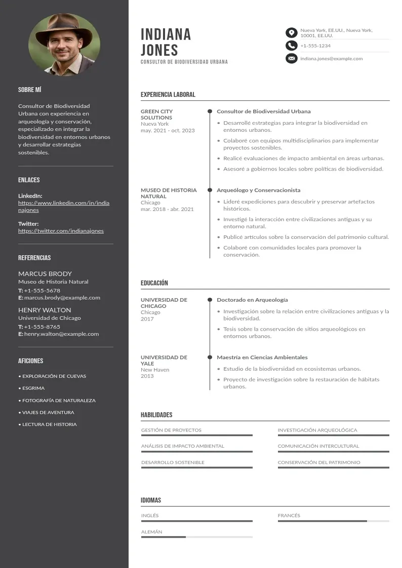 two column consultor-de-biodiversidad-urbana resume example