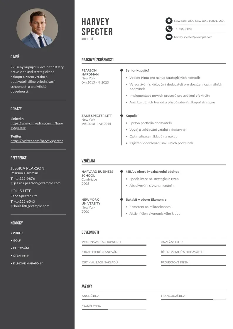 Divu kolonnu Kupujici zivotopis CV piemērs