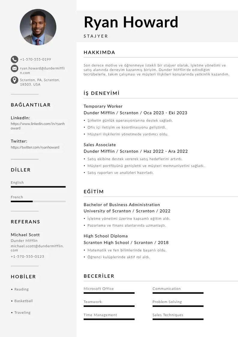 Mūsdienīga Stajyer CV veidne