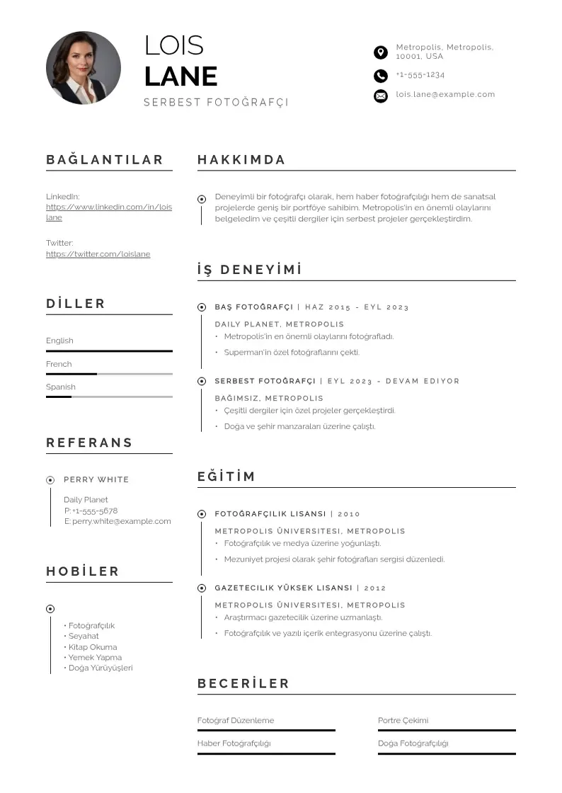Profesionāla Serbest fotoğrafçı  CV veidne