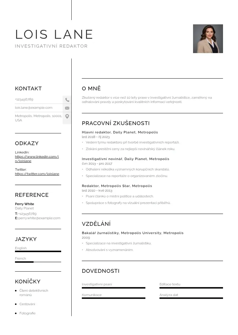 Vienkārša Zivotopis redaktor CV piemērs