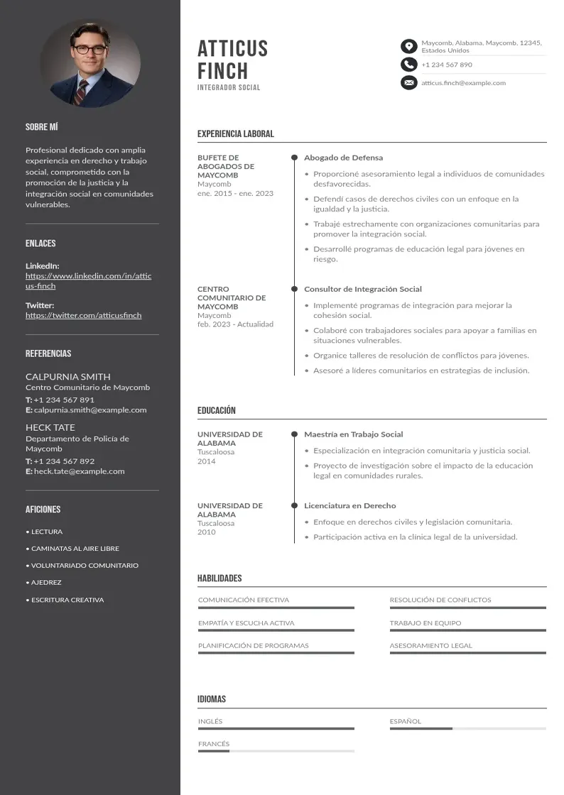 two column curriculum-de-integrador-social resume example