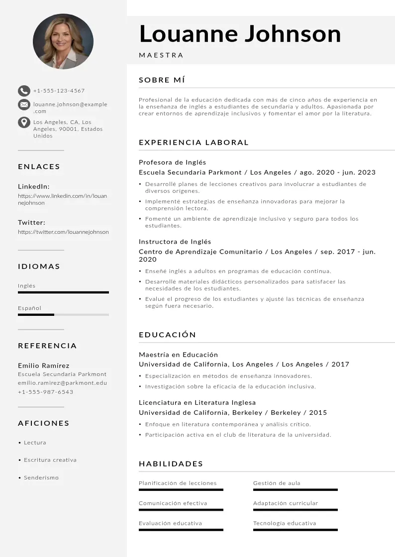 two column curriculum-de-maestra resume example