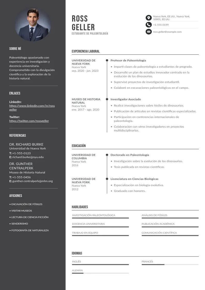 two column cv-del-estudiante resume example