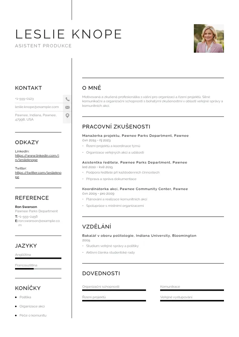 Vienkārša Zivotopis asistenta produkce CV piemērs