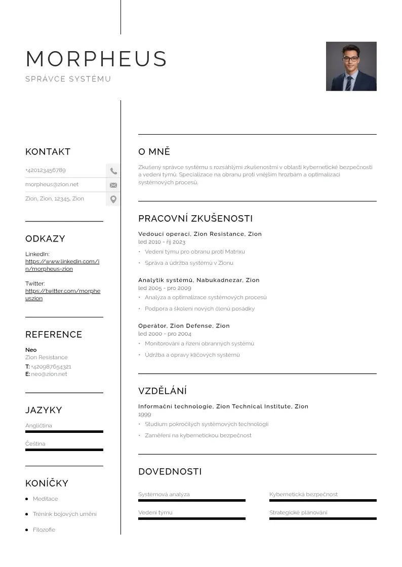 Vienkārša Spravce systemu zivotopis CV piemērs