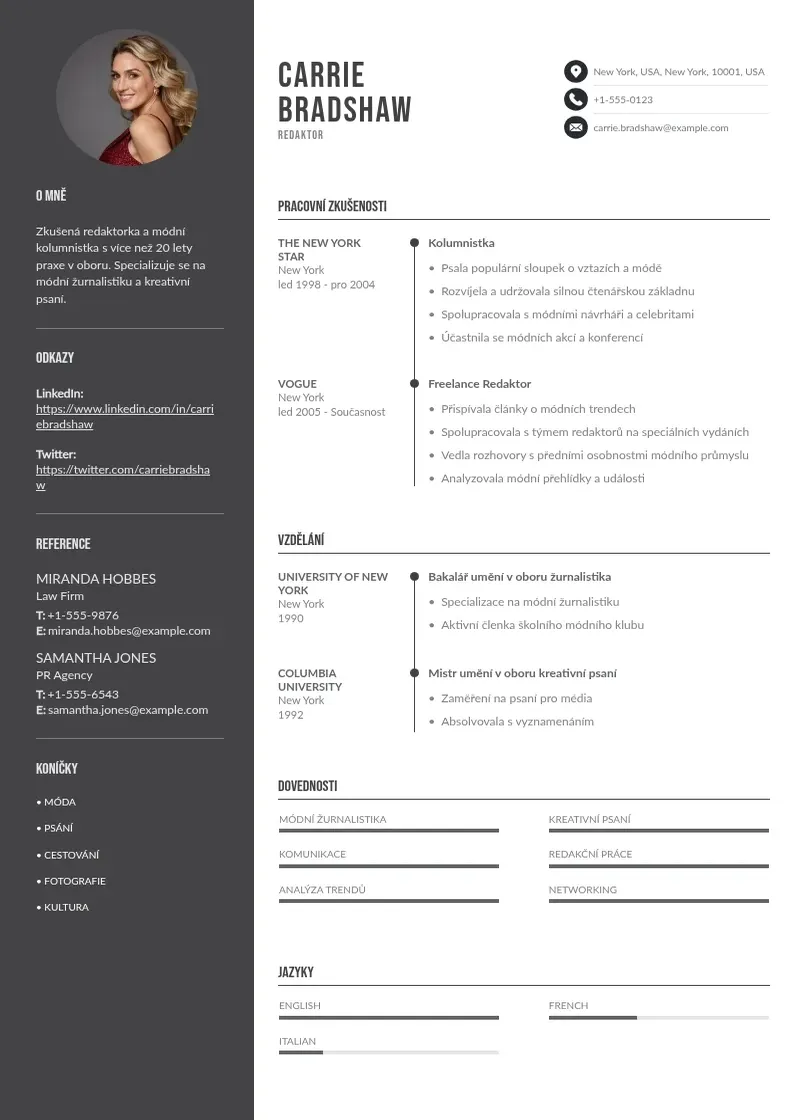 Divu kolonnu Zivotopis redaktor CV piemērs