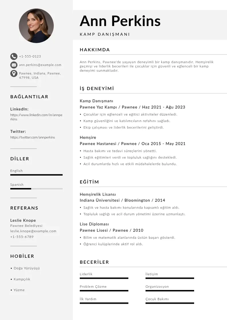 Mūsdienīga Kamp danışmanı  CV veidne
