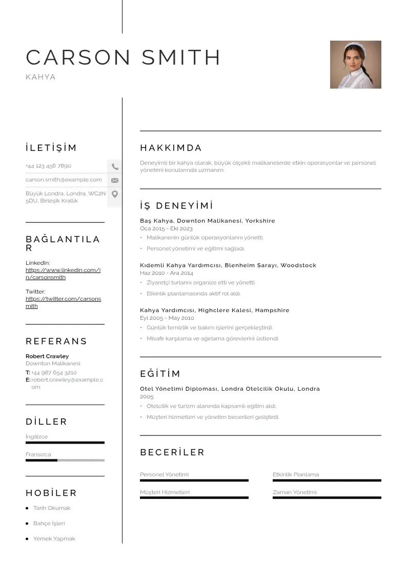 Vienkārša kahya  CV piemērs